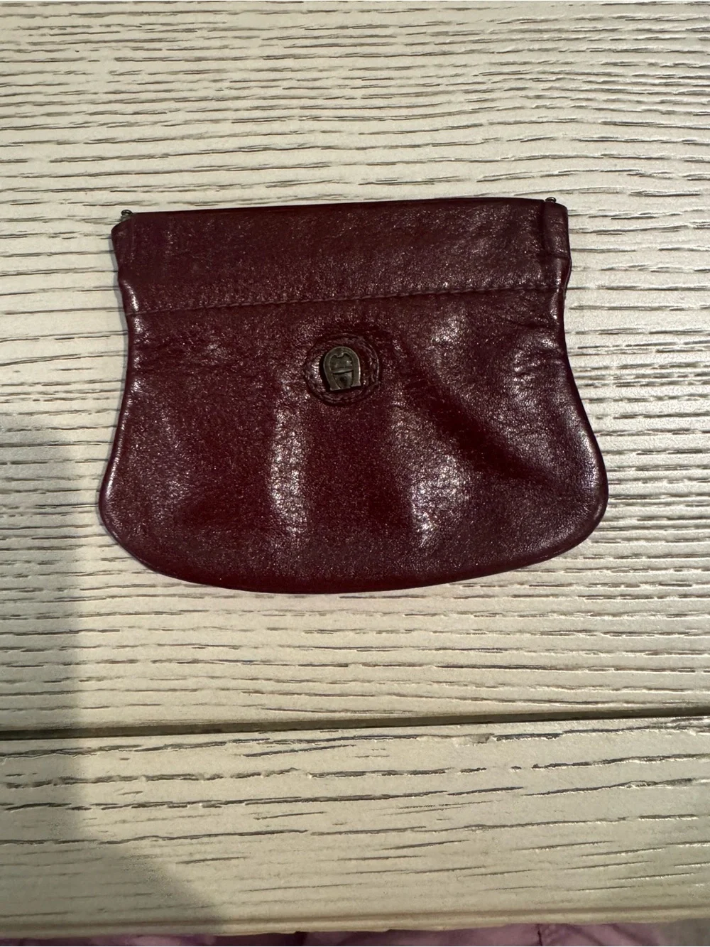 Aigner Burgandy  Leather Coin Pouch